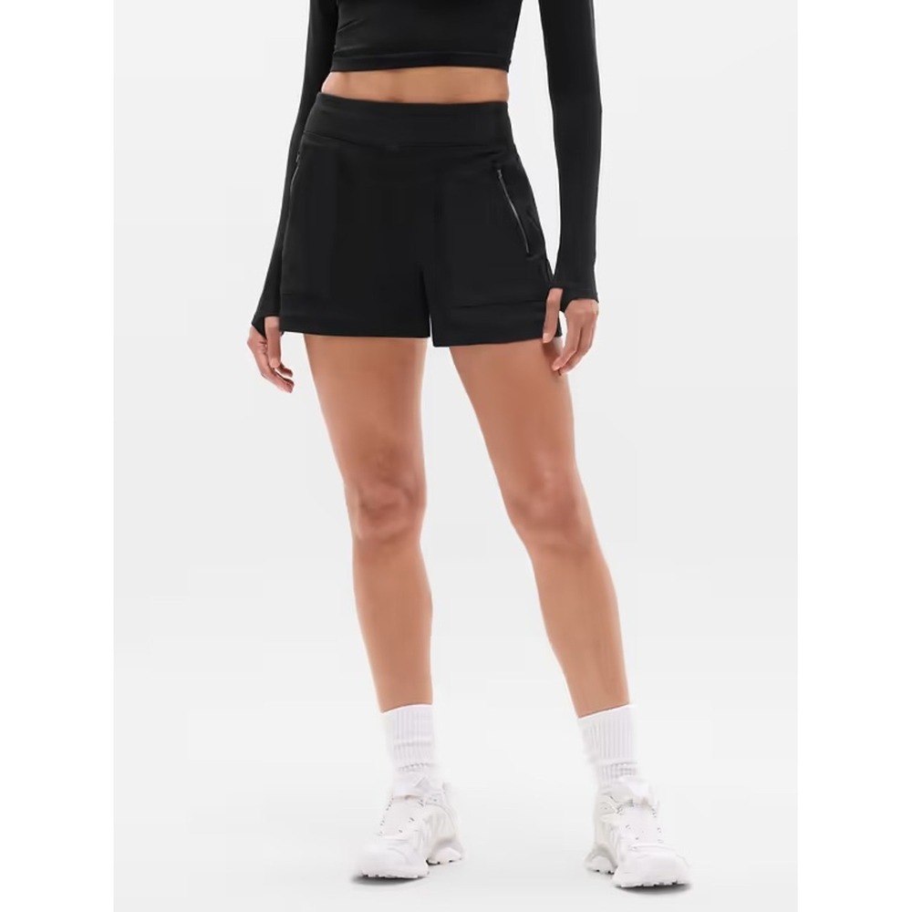 Athleta Black Trekkie Stretch Hiking Shorts M Sporty Spice Clean Girl Minimalist